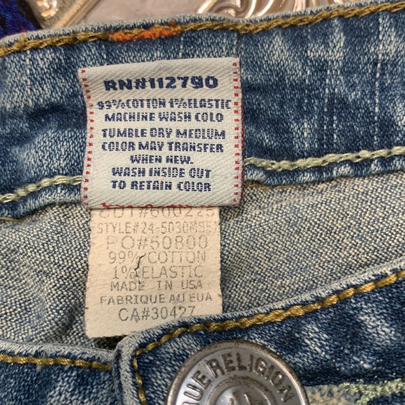 🌹Y2K VINTAGE TRUE RELIGION • Low Rise Stretch Cut Blue Denim Shorts - Picture 7 of 14